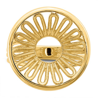 14k Yellow Gold Polished Ladies Wire 15.0mm Coin Bezel Ring - Fits US $1 Type 2
