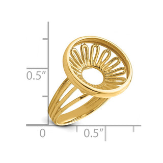 14k Yellow Gold Polished Ladies Wire 15.0mm Coin Bezel Ring - Fits US $1 Type 2