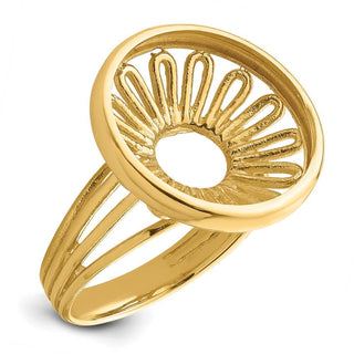 14k Yellow Gold Polished Ladies Wire 15.0mm Coin Bezel Ring - Fits US $1 Type 2