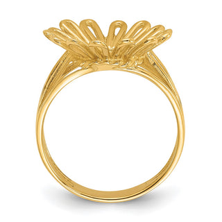 14k Yellow Gold Ladies Wire 16.5mm Prong Coin Bezel Ring - Fits 1/10 oz American Eagle and 1/10 oz Krugerrand