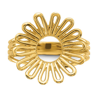 14k Yellow Gold Ladies Wire 16.5mm Prong Coin Bezel Ring - Fits 1/10 oz American Eagle and 1/10 oz Krugerrand