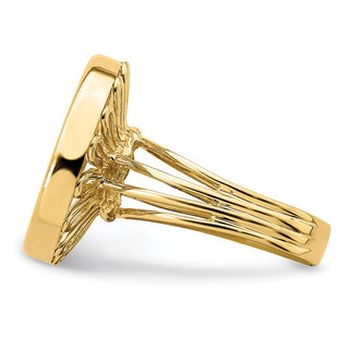 14k Yellow Gold Ladies Wire 17.8mm Prong Coin Bezel Ring - Fits US $2.50 Liberty and Other Coins