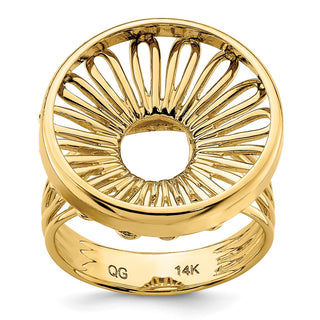 14k Yellow Gold Ladies Wire 17.8mm Prong Coin Bezel Ring - Fits US $2.50 Liberty and Other Coins