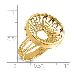 14k Yellow Gold Ladies Wire 17.8mm Prong Coin Bezel Ring - Fits US $2.50 Liberty and Other Coins