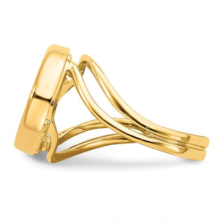 14k Yellow Gold Polished Ladies Double Twisted Wire 13.0mm Coin Bezel Ring - Fits 2 Pesos and US $1
