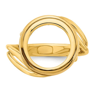 14k Yellow Gold Polished Ladies Double Twisted Wire 13.0mm Coin Bezel Ring - Fits 2 Pesos and US $1