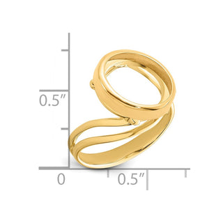 14k Yellow Gold Polished Ladies Double Twisted Wire 13.0mm Coin Bezel Ring - Fits 2 Pesos and US $1