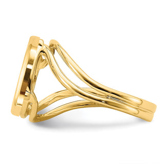 14k Yellow Gold Polished Ladies Double Twisted Wire 14.0mm Coin Bezel Ring - Fits 1/20 oz Maple Leaf and Other Coins