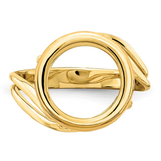 14k Yellow Gold Polished Ladies Double Twisted Wire 14.0mm Coin Bezel Ring - Fits 1/20 oz Maple Leaf and Other Coins