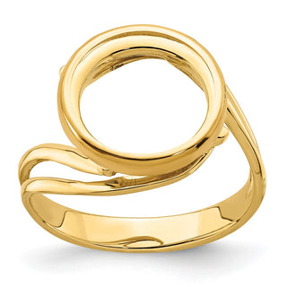 14k Yellow Gold Polished Ladies Double Twisted Wire 14.0mm Coin Bezel Ring - Fits 1/20 oz Maple Leaf and Other Coins