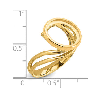 14k Yellow Gold Polished Ladies Double Twisted Wire 14.0mm Coin Bezel Ring - Fits 1/20 oz Maple Leaf and Other Coins