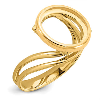 14k Yellow Gold Polished Ladies Double Twisted Wire 14.0mm Coin Bezel Ring - Fits 1/20 oz Maple Leaf and Other Coins