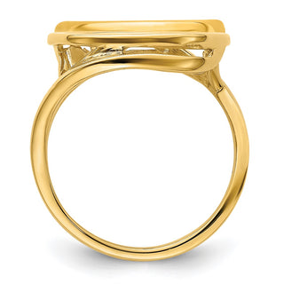 14k Yellow Gold Ladies Double Twisted Wire 15mm Prong Coin Bezel Ring - Fits US $1 Type 2