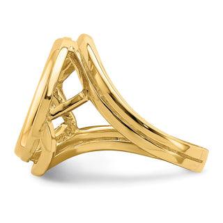 14k Yellow Gold Ladies Double Twisted Wire 15mm Prong Coin Bezel Ring - Fits US $1 Type 2