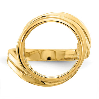 14k Yellow Gold Ladies Double Twisted Wire 15mm Prong Coin Bezel Ring - Fits US $1 Type 2