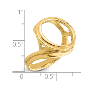 14k Yellow Gold Ladies Double Twisted Wire 15mm Prong Coin Bezel Ring - Fits US $1 Type 2