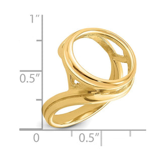 14k Yellow Gold Ladies Double Twisted Wire 15mm Prong Coin Bezel Ring - Fits US $1 Type 2