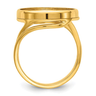 14k Yellow Gold Polished Ladies Double Twisted Wire 17.8mm Coin Bezel Ring - Fits US $2.50 Liberty and Other Coins