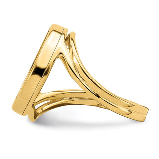 14k Yellow Gold Polished Ladies Double Twisted Wire 17.8mm Coin Bezel Ring - Fits US $2.50 Liberty and Other Coins