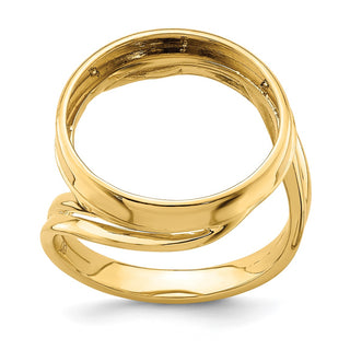 14k Yellow Gold Polished Ladies Double Twisted Wire 17.8mm Coin Bezel Ring - Fits US $2.50 Liberty and Other Coins