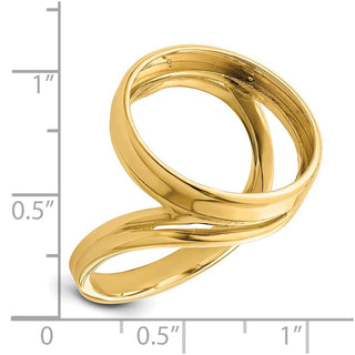 14k Yellow Gold Polished Ladies Double Twisted Wire 17.8mm Coin Bezel Ring - Fits US $2.50 Liberty and Other Coins