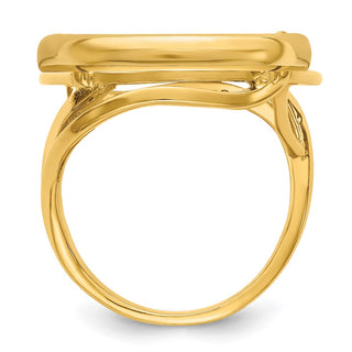 14k Yellow Gold Polished Ladies Double Twisted Wire 21.6mm Coin Bezel Ring - Fits US $5 Bald Eagle, US $5 Congressional, US $5 Liberty, and Other Coins