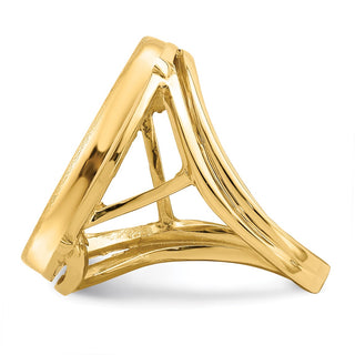 14k Yellow Gold Polished Ladies Double Twisted Wire 21.6mm Coin Bezel Ring - Fits US $5 Bald Eagle, US $5 Congressional, US $5 Liberty, and Other Coins
