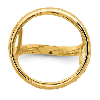 14k Yellow Gold Polished Ladies Double Twisted Wire 21.6mm Coin Bezel Ring - Fits US $5 Bald Eagle, US $5 Congressional, US $5 Liberty, and Other Coins