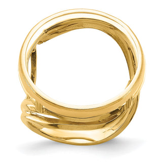14k Yellow Gold Polished Ladies Double Twisted Wire 21.6mm Coin Bezel Ring - Fits US $5 Bald Eagle, US $5 Congressional, US $5 Liberty, and Other Coins
