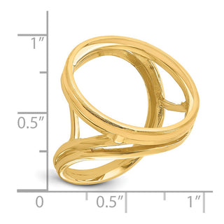14k Yellow Gold Polished Ladies Double Twisted Wire 21.6mm Coin Bezel Ring - Fits US $5 Bald Eagle, US $5 Congressional, US $5 Liberty, and Other Coins