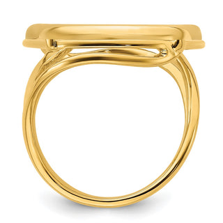 14k Yellow Gold Polished Ladies Double Twisted Wire 22.0mm Coin Bezel Ring - Fits 1/4 oz American Eagle and Other Coins