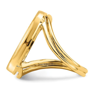 14k Yellow Gold Polished Ladies Double Twisted Wire 22.0mm Coin Bezel Ring - Fits 1/4 oz American Eagle and Other Coins