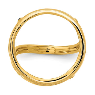 14k Yellow Gold Polished Ladies Double Twisted Wire 22.0mm Coin Bezel Ring - Fits 1/4 oz American Eagle and Other Coins