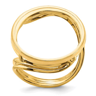 14k Yellow Gold Polished Ladies Double Twisted Wire 22.0mm Coin Bezel Ring - Fits 1/4 oz American Eagle and Other Coins