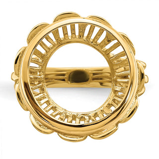 14k Yellow Gold Ladies Wire Fancy 15mm Prong Coin Bezel Ring - Fits US $1 Type 2