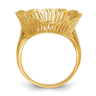 14k Yellow Gold Polished Ladies Wire Fancy 17.8mm Coin Bezel Ring - Fits US $2.50 Liberty and Other Coins