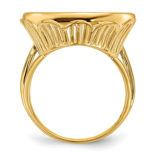 14k Yellow Gold Polished Ladies Wire Fancy 20.0mm Coin Bezel Ring - Fits 1/4 oz Kangaroo