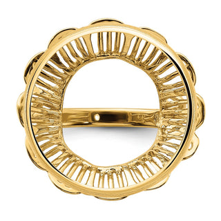 14k Yellow Gold Polished Ladies' Wire Fancy 21.6mm Coin Bezel Ring - Fits US $5 Bald Eagle and US $5 Congressional
