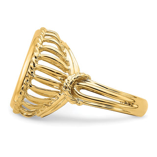 14k Yellow Gold Ladies Polished Wire & Twisted Rope 15.0mm Coin Bezel Ring - Fits US $1 Type 2