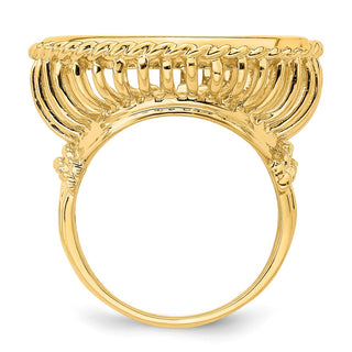 14k Ladies' Polished Wire and Twisted Rope 21.6mm Coin Bezel Ring - Fits US $5 Bald Eagle and US $5 Congressional