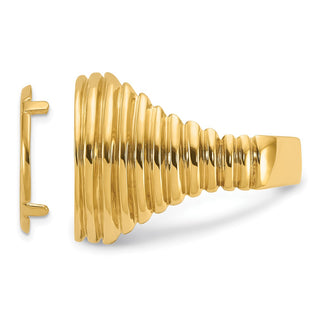 14k Yellow Gold Mens Polished Horizontal Fluting 15.0mm Coin Bezel Ring - Fits US $1 Type 2
