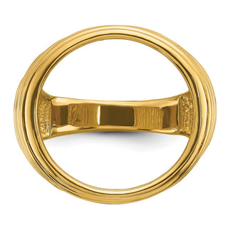 14k Yellow Gold Mens Horizontal Fluting 17.8mm Coin Bezel Ring - Fits US $2.50 Liberty and Other Coins