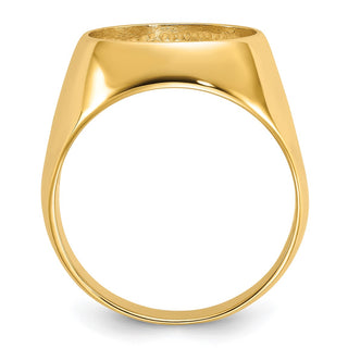 14k Yellow Gold Mens Polished Classic Open Back 13.0mm Coin Bezel Ring - Fits 2 Pesos and US $1