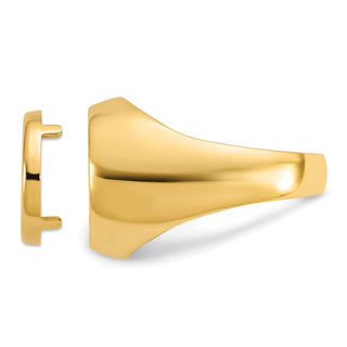 14k Yellow Gold Mens Polished Classic Open Back 13.0mm Coin Bezel Ring - Fits 2 Pesos and US $1