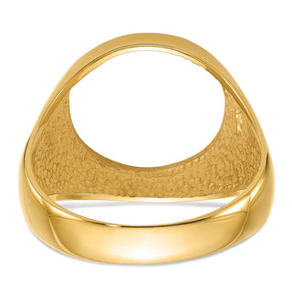 14k Yellow Gold Mens Polished Classic Open Back 13.0mm Coin Bezel Ring - Fits 2 Pesos and US $1
