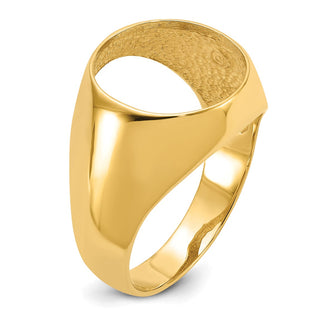 14k Yellow Gold Mens Polished Classic Open Back 13.0mm Coin Bezel Ring - Fits 2 Pesos and US $1