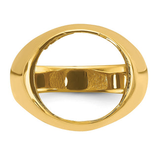 14k Yellow Gold Mens Polished Classic Open Back 14mm Coin Bezel Ring - Fits 1/20 oz Maple Leaf and Other Coins