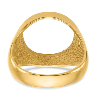14k Yellow Gold Mens Polished Classic Open Back 14mm Coin Bezel Ring - Fits 1/20 oz Maple Leaf and Other Coins
