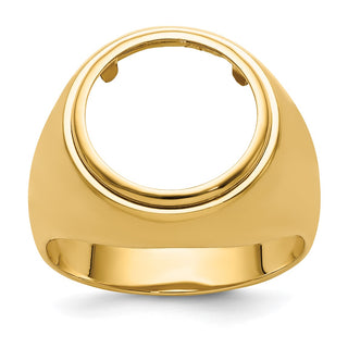 14k Yellow Gold Mens Polished Classic Open Back 14mm Coin Bezel Ring - Fits 1/20 oz Maple Leaf and Other Coins