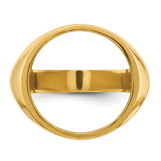14k Yellow Gold Mens Polished Classic Open Back 15mm Coin Bezel Ring - Fits US $1 Type 2